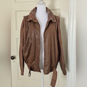 Vintage 1980s Caramel Leather Bomber Jacket
